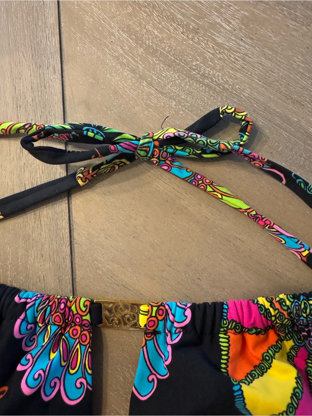 Trina Turk Black One-Piece Swimsuit with Neon Floral Paisley Print - Picture 5 of 10